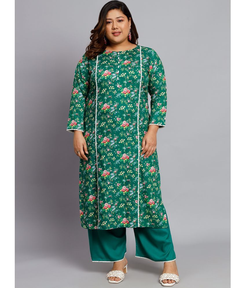     			Tissu - Dark Green Straight Rayon Women's Stitched Salwar Suit ( Pack of 1 )