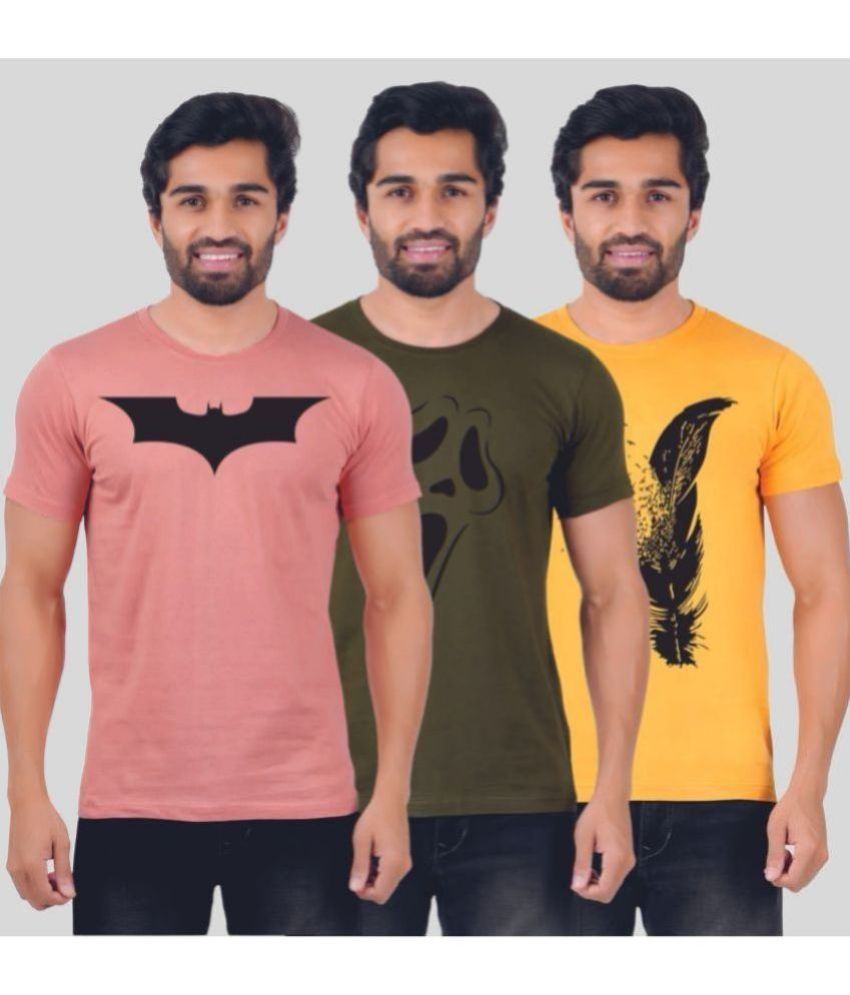     			ferocious - Pink Cotton Regular Fit Men's T-Shirt ( Pack of 3 )