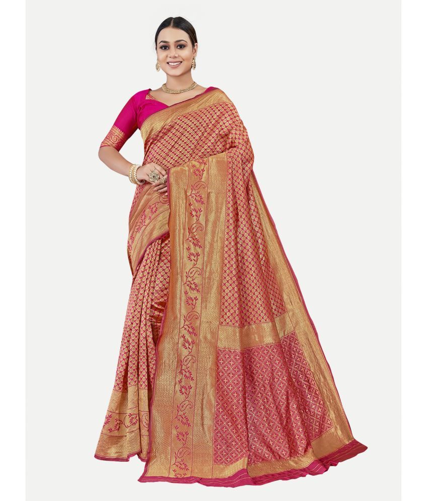     			tavas - Pink Georgette Saree With Blouse Piece ( Pack of 1 )