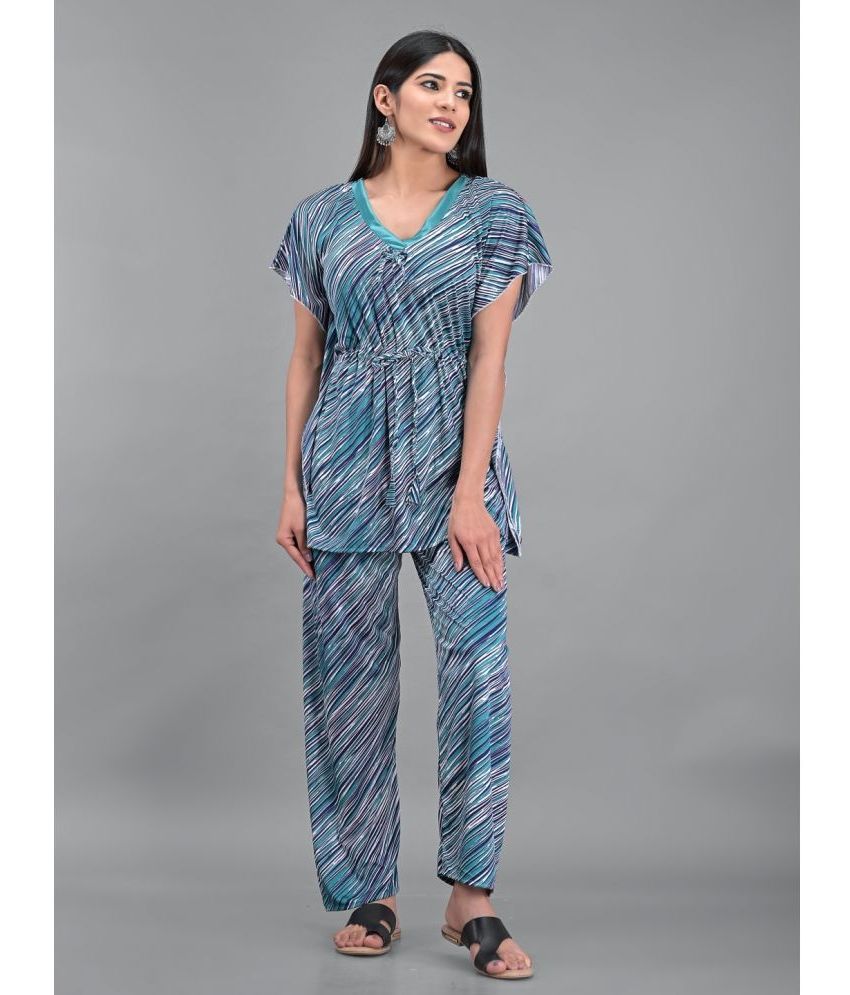     			Apratim - Multi Color Satin Women's Nightwear Kaftan Night Dress ( Pack of 1 )