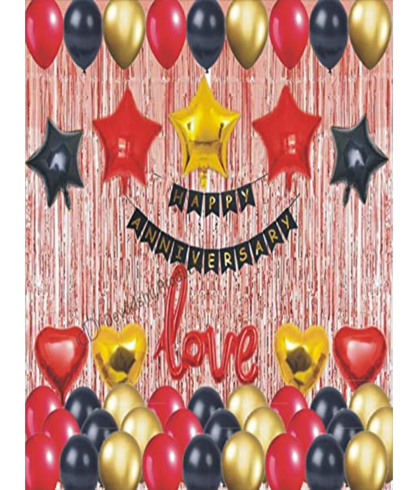     			Devdrishti Products Happy Anniversary combo pack of 58 pcs by Devdrishti Products. Happy Anniversary Decoration kit contains Banner, Metallic Balloons, Love, Heart, Star Foils and Curtains.