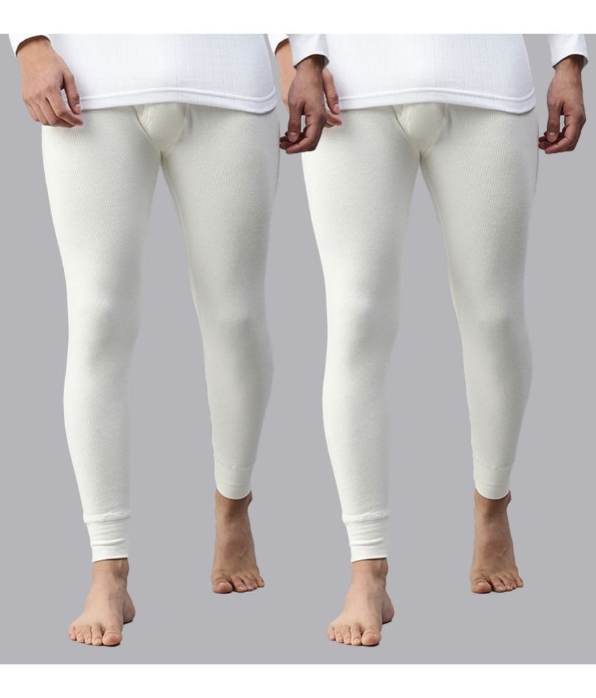     			LUX PARKER Pack of 2 Cotton Thermal Bottoms For Men's ( White )