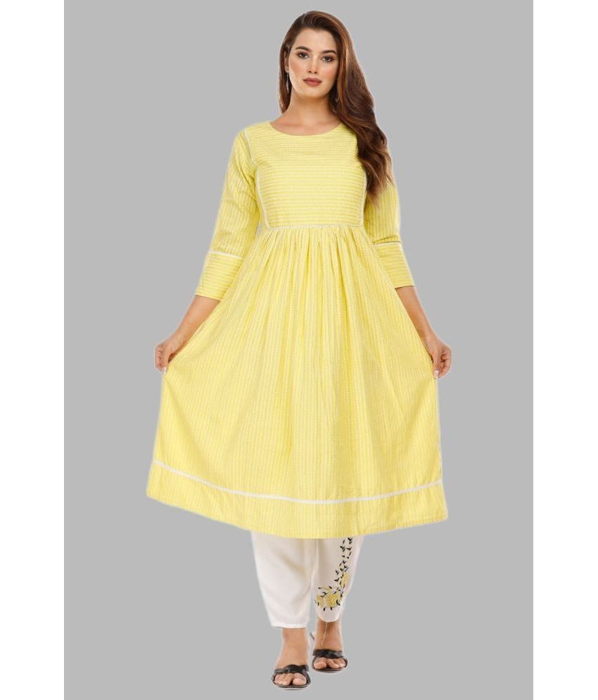     			SHK69 - Yellow Anarkali Rayon Women's Stitched Salwar Suit ( Pack of 1 )