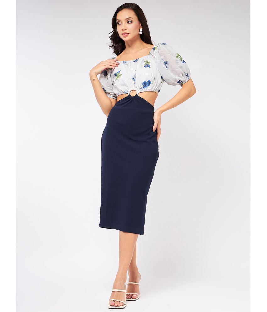     			Zima Leto - Navy Blue Polyester Women's Side Slit Dress ( Pack of 1 )