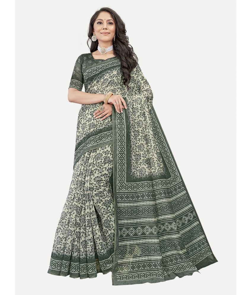     			tavas - Grey Chanderi Saree With Blouse Piece ( Pack of 1 )