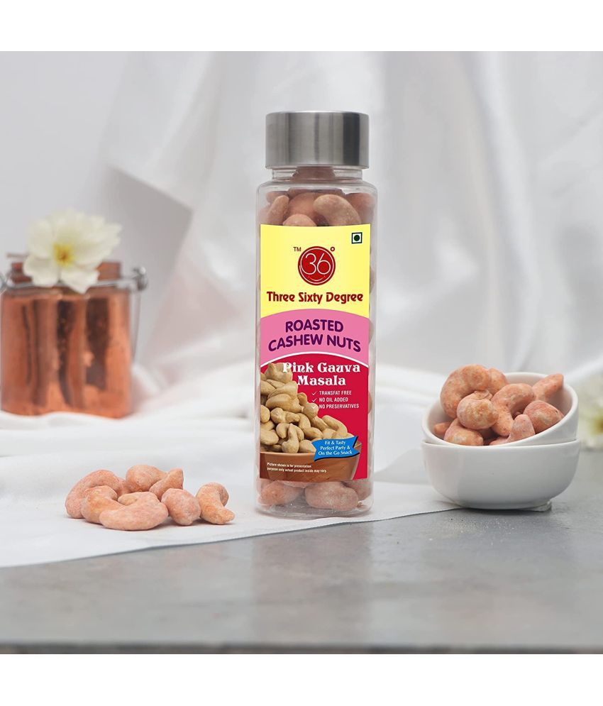     			360 Degree Roasted Salted Cashews Nuts | Pink Guava Masala Kaju, 200gms (2 x 100gms each)