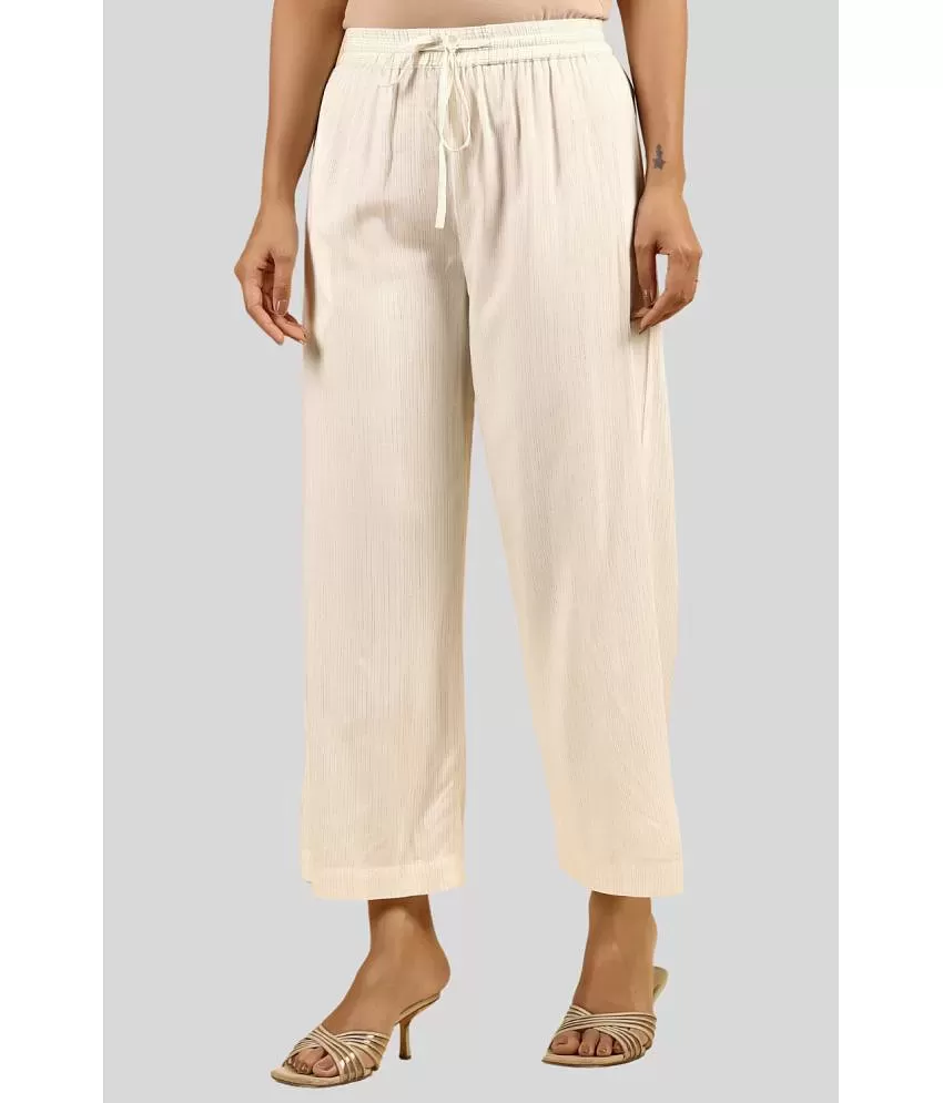 Buy Averno Women Loose Fit Off White Rayon Casual Palazzo (S) Online at  Best Prices in India - JioMart.
