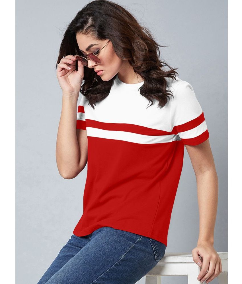     			AUSK - Red Cotton Blend Regular Fit Women's T-Shirt ( Pack of 1 )