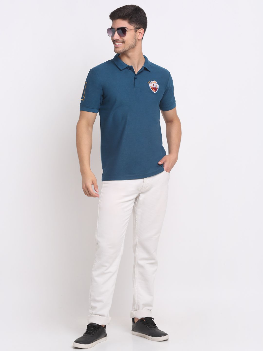     			Affordable AF - Teal Blue Cotton Blend Regular Fit Men's Polo T Shirt ( Pack of 1 )