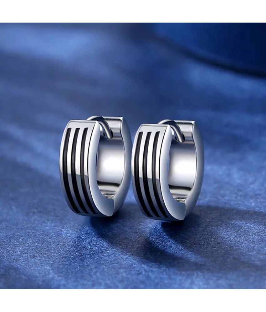 Fashion Frill Silver Earrings For Men Stud Drop Stainless Steel Stylish Earrings For Boys Men