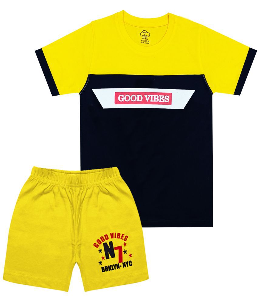     			MIST N FOGG - Yellow Cotton Blend Boys T-Shirt & Shorts ( Pack of 1 )