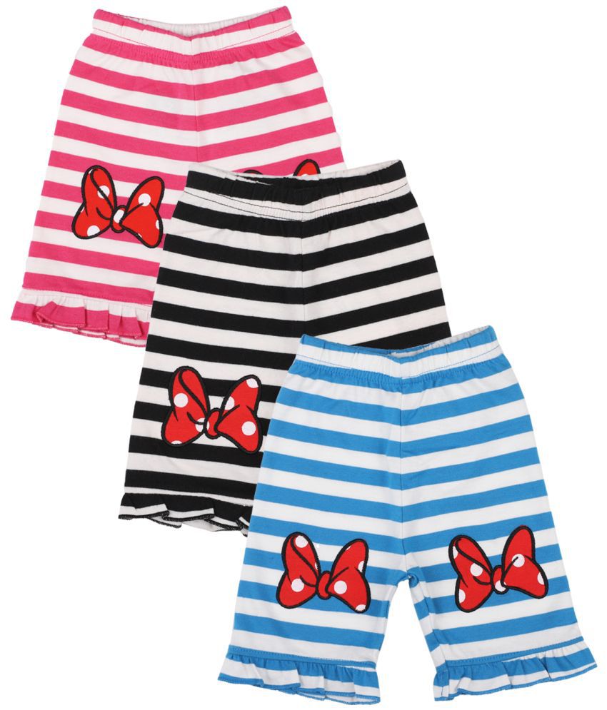     			BODYCARE Kids Infantwear Girls fuchsia and Blue & Black Minnie & Friends Printed Capri Pack of 3