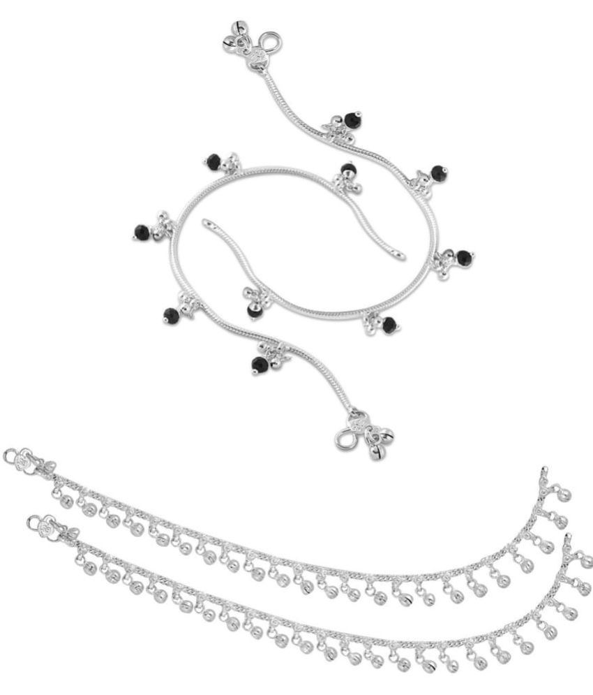     			HEER COLLECTION - Silver Anklets ( Pack of 2 )