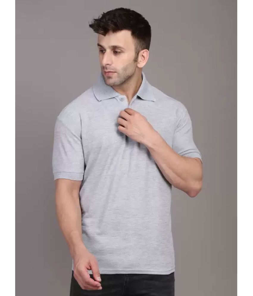     			Heathex - Light Grey Cotton Blend Regular Fit Men's Polo T Shirt ( Pack of 1 )