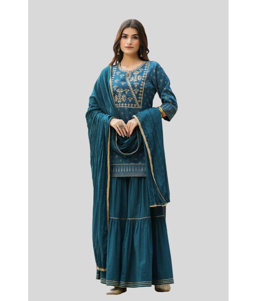     			Juniper - Blue Straight Satin Women's Stitched Salwar Suit ( Pack of 1 )