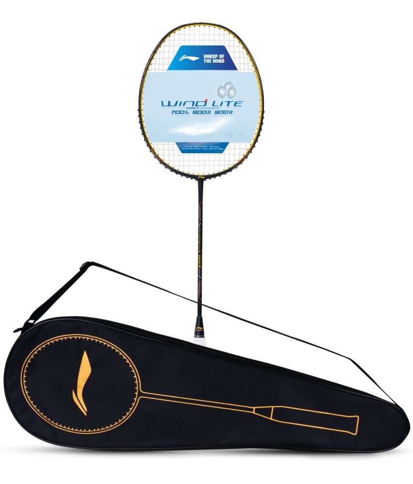     			Li-Ning Wind Lite 900 II Carbon Graphite Badminton Strung Racket with Full Racket Cover (Black/Gold)