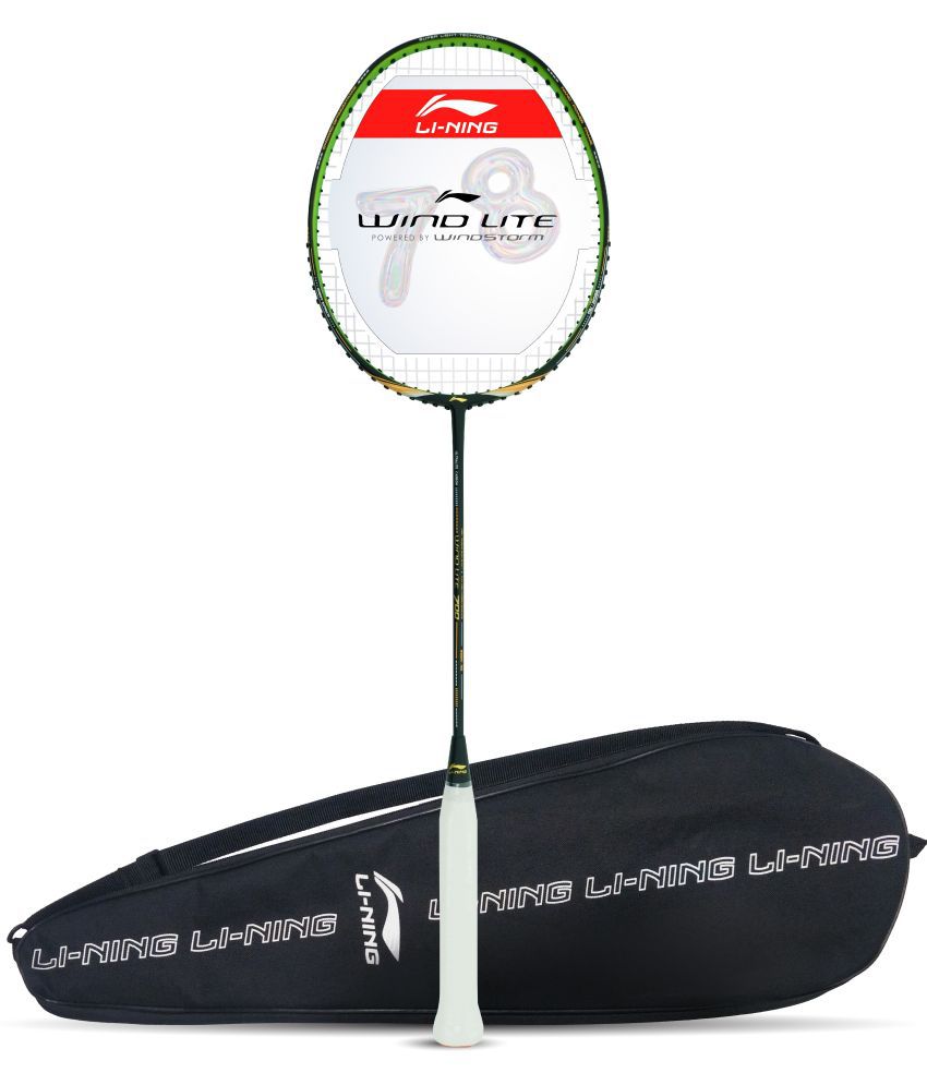     			Li-Ning Wind Lite 700 Carbon Fiber Strung Badminton Racket with Free Full Cover(Black/Gold,Set of 1)
