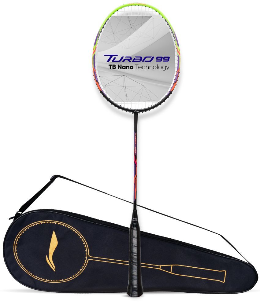    			Li-Ning Turbo 99 Strung Carbon Fibre Badminton Racket With Free Full Cover, Black, Orange