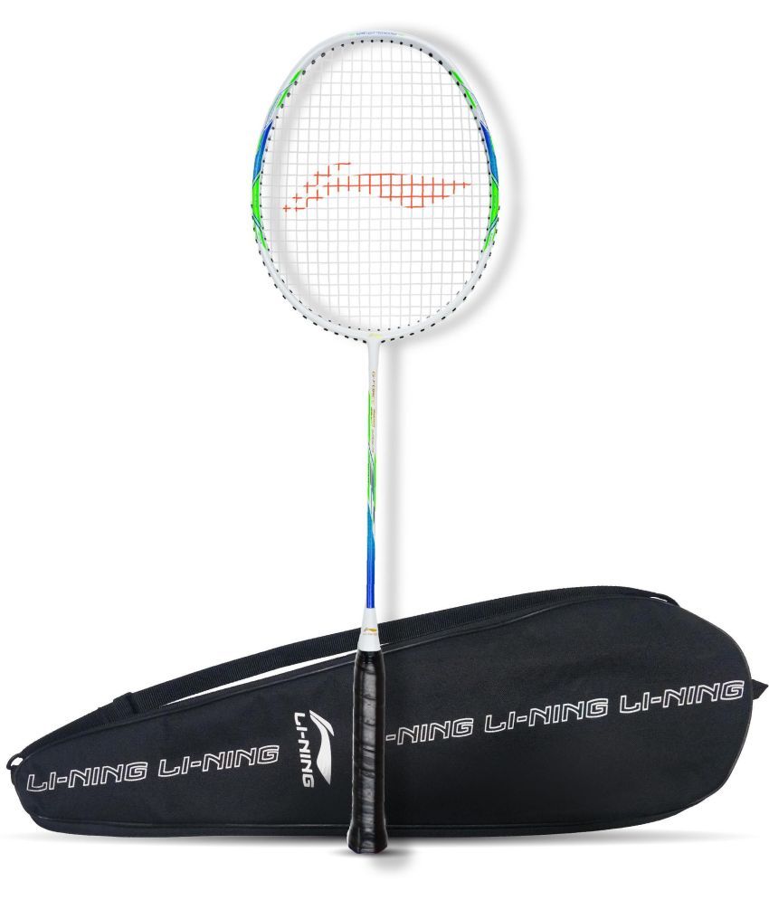     			Li-Ning G-Force 3900 Superlite Carbon Fibre Strung Badminton Racket (White, Blue, G4-4 1/2 inches)