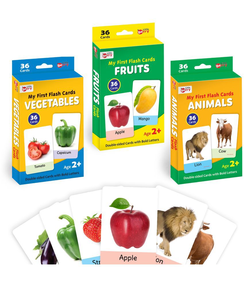     			Little Berry My First Flash Cards for Kids (Combo of 3): Fruits, Vegetables and Animals | 108 Cards for Preschoolers & Toddlers 2-6 Years | Learning Guide & Activities Included