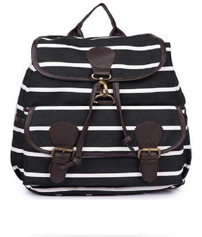     			Lychee Bags - Black Canvas Backpack