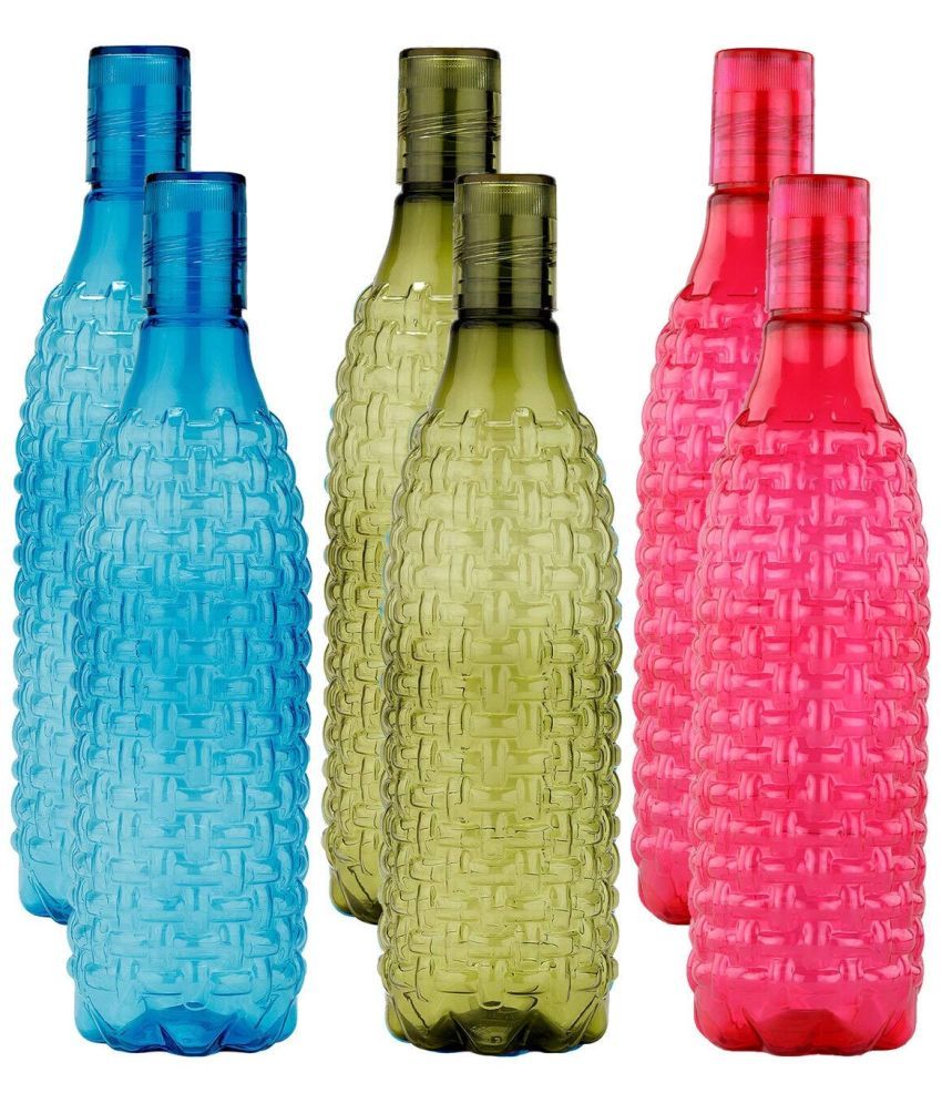     			Oliveware Multicolour Water Bottle 1000 mL ( Set of 6 )