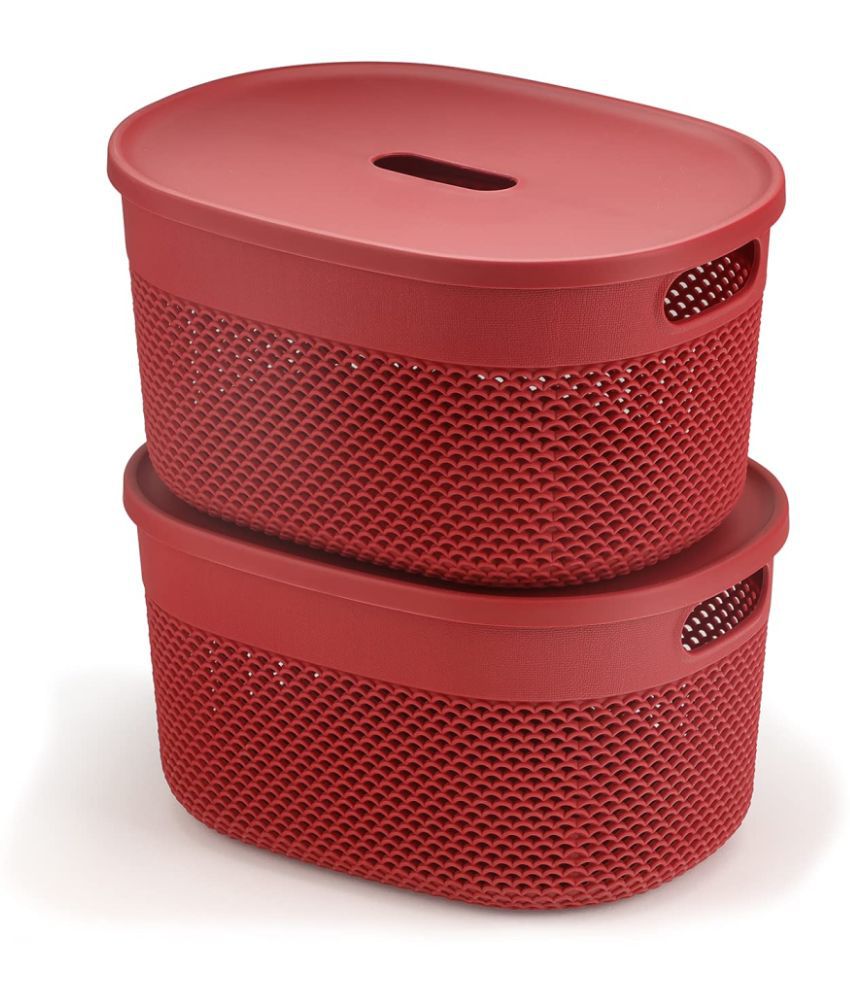     			Oliveware - Plastic Maroon Utility Container ( Set of 2 )