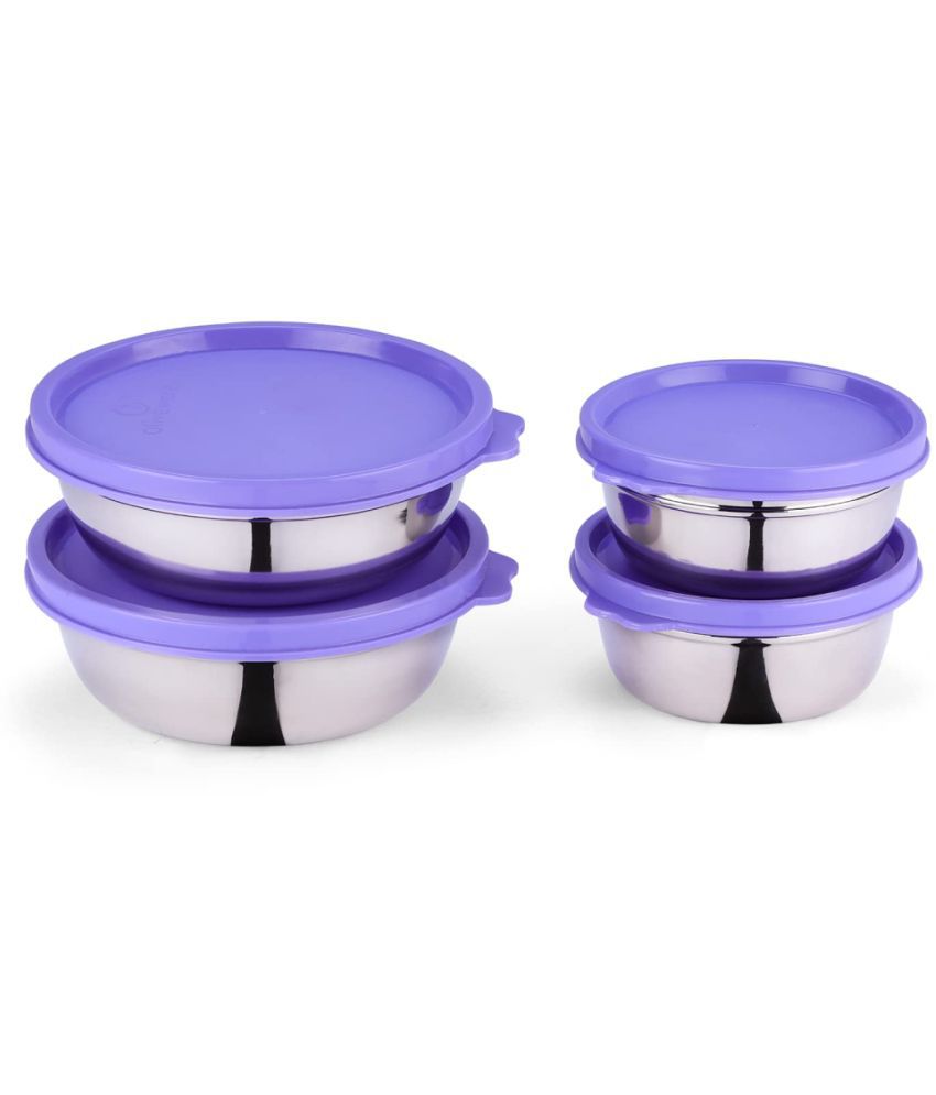     			Oliveware - Steel Purple Food Container ( Set of 4 )
