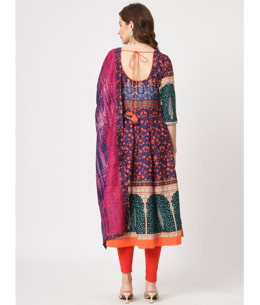     			Pannkh - Multicoloured Rayon Women's Anarkali Kurti ( Pack of 1 )
