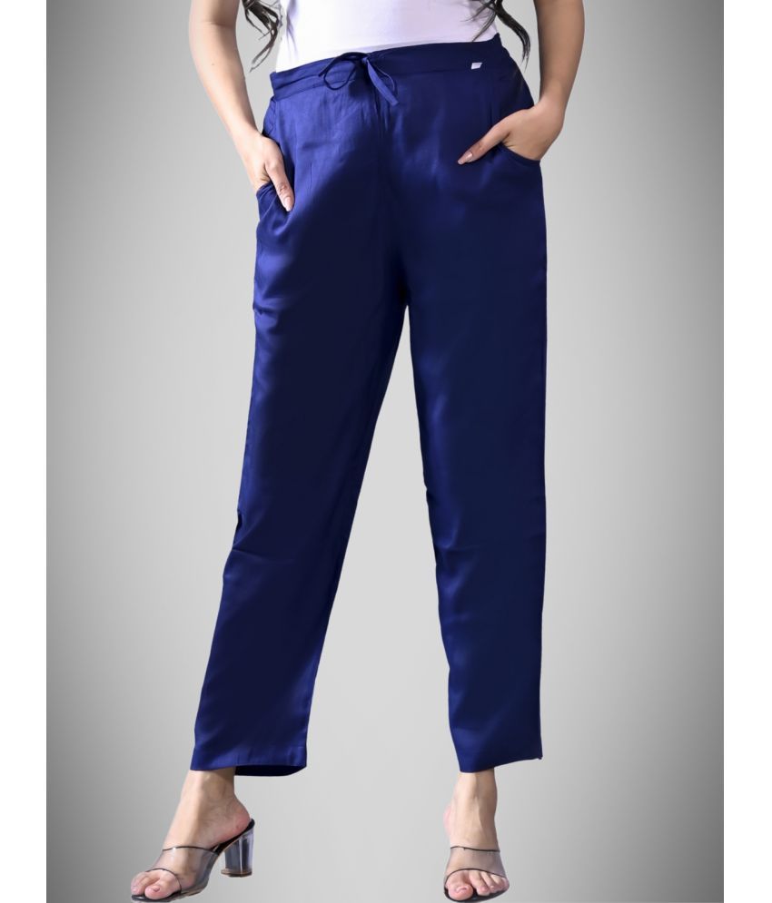     			QuaClo - Navy Blue Rayon Regular Women's Casual Pants ( Pack of 1 )