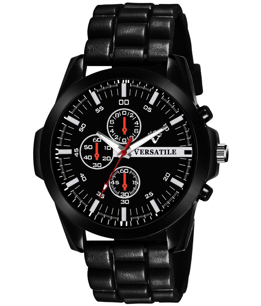     			Versatile - Black Silicon Analog Men's Watch