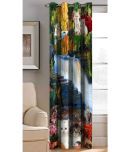 BELLA TRUE Abstract Printed Semi-Transparent Eyelet Curtain 5 ft ( Pack of 1 ) - Multicolor