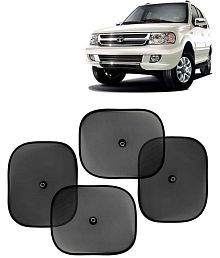 Kingsway Car Curtain Sticky Sun Shade Universal Use for Tata Safari Dicor, 1998 - 2012 Model, Color : Black, Mesh, Pack of 4 Piece Car Sun Shades Blinds Cover