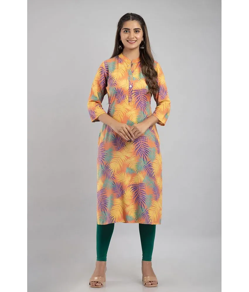 MAUKA Multicolor Rayon Women s Straight Kurti Pack of 1