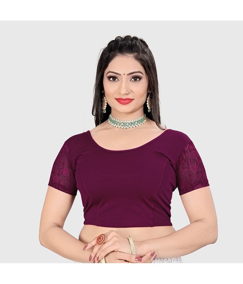     			AKSHAR TEX - Purple Readymade without Pad Lycra Women's Blouse ( Pack of 1 )