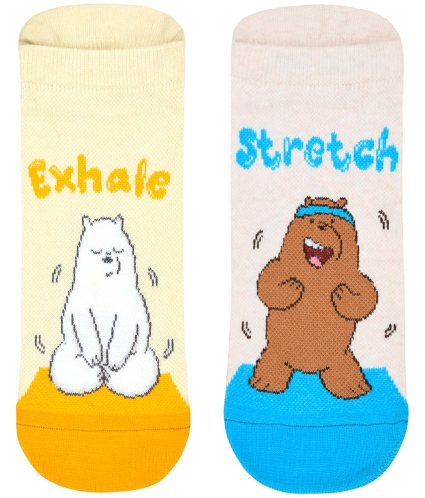     			BALENZIA x We Bare Bears Yoga socks for Women with Anti Skid Technology - Grizzly & Ice bear (Pack of 2 Pairs) (Yellow,Blue) Made with Fine Cotton