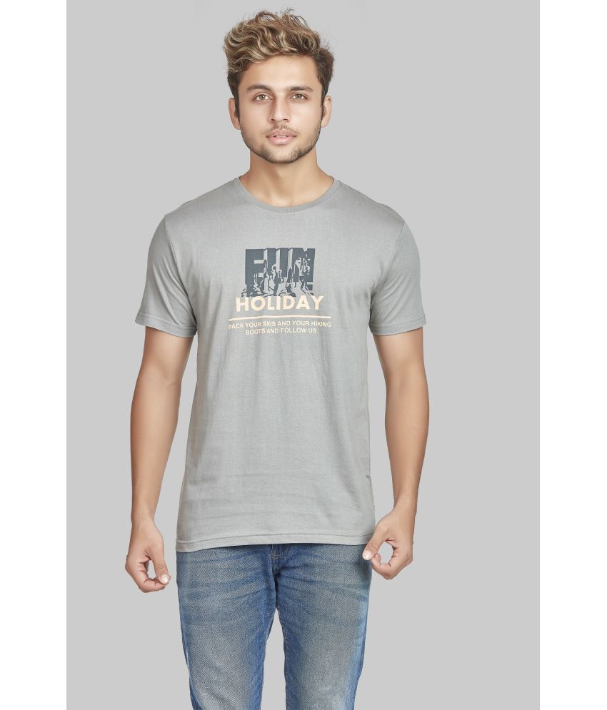    			BLUE COBALT - Grey 100% Cotton Regular Fit Men's T-Shirt ( Pack of 1 )
