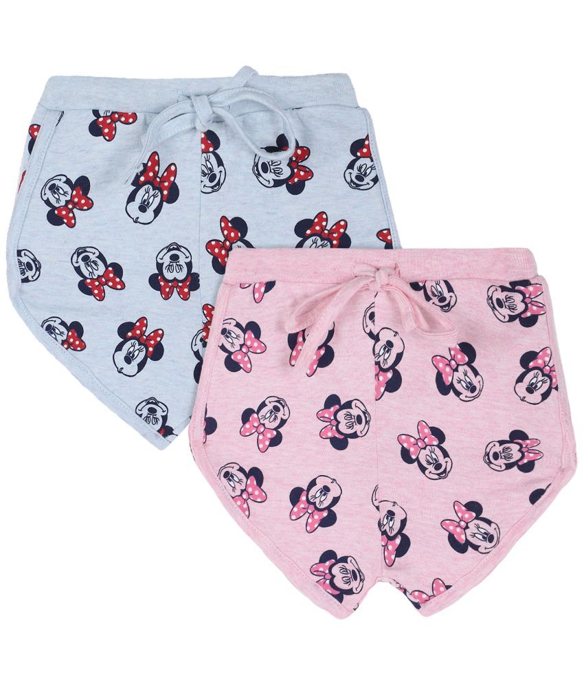     			Bodycare Girls Pink And Blue Minnie & Friends Printed Shorts Pack Of 2