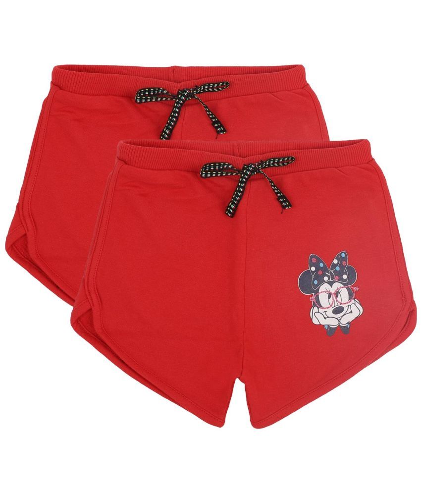     			Bodycare Kids Infantwear Girls Red Minnie & Friends Printed Shorts Pack Of 2