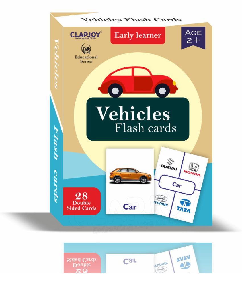     			Clapjoy Vehicles Double Sided Flash Cards for Kids | Easy & Fun Way of Learning| Return Gift for Kids Ages 2-6 Years Old Boys and Girls.
