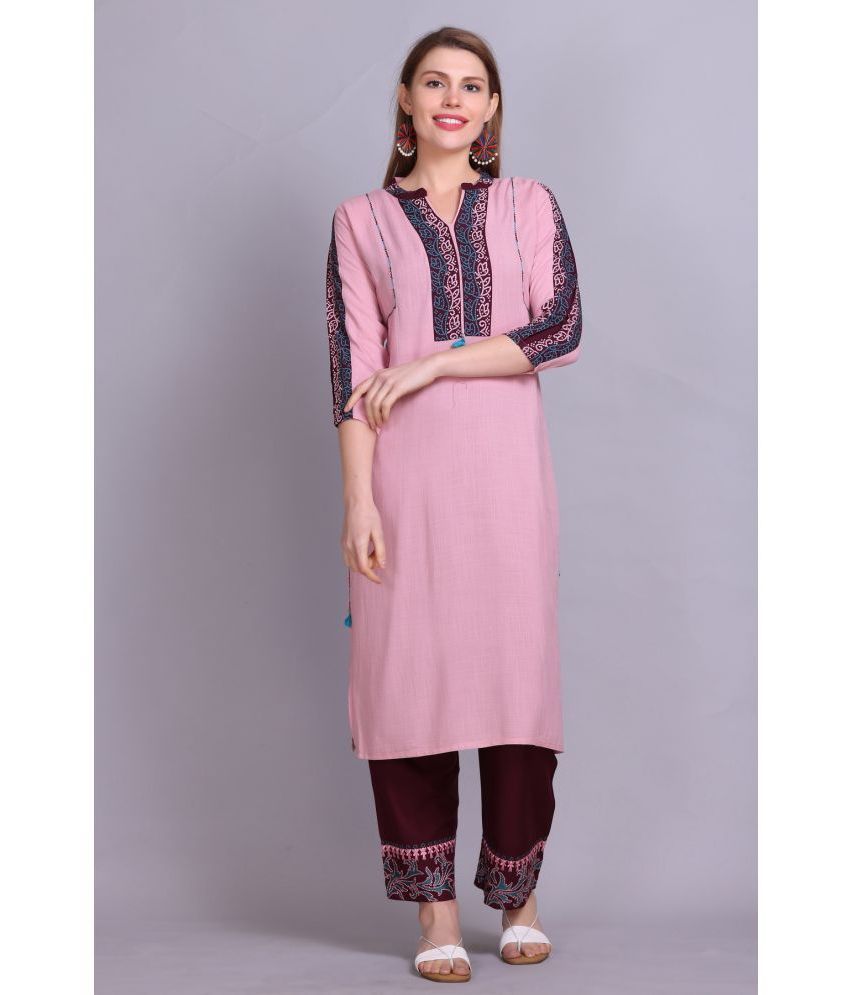     			ELTHIA - Pink Cotton Women's Straight Kurti ( Pack of 1 )