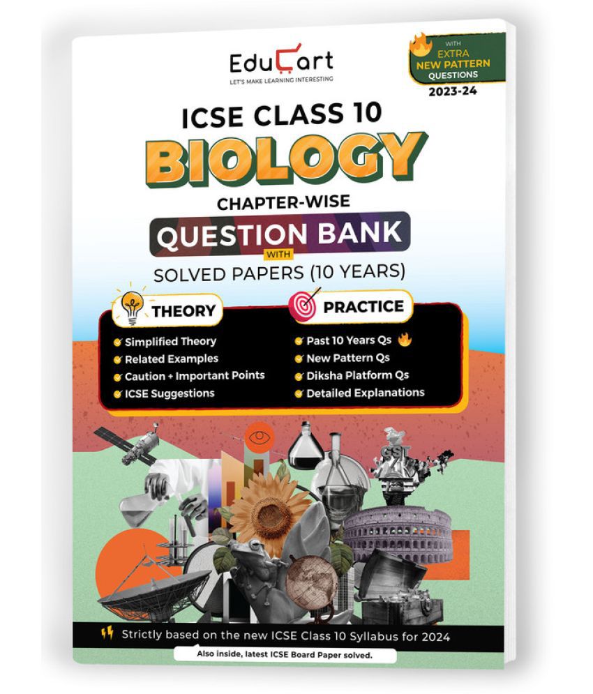     			Educart ICSE Class 10 CHEMISTRY Question Bank + Solved Papers (10 Years) for 2023-2024c