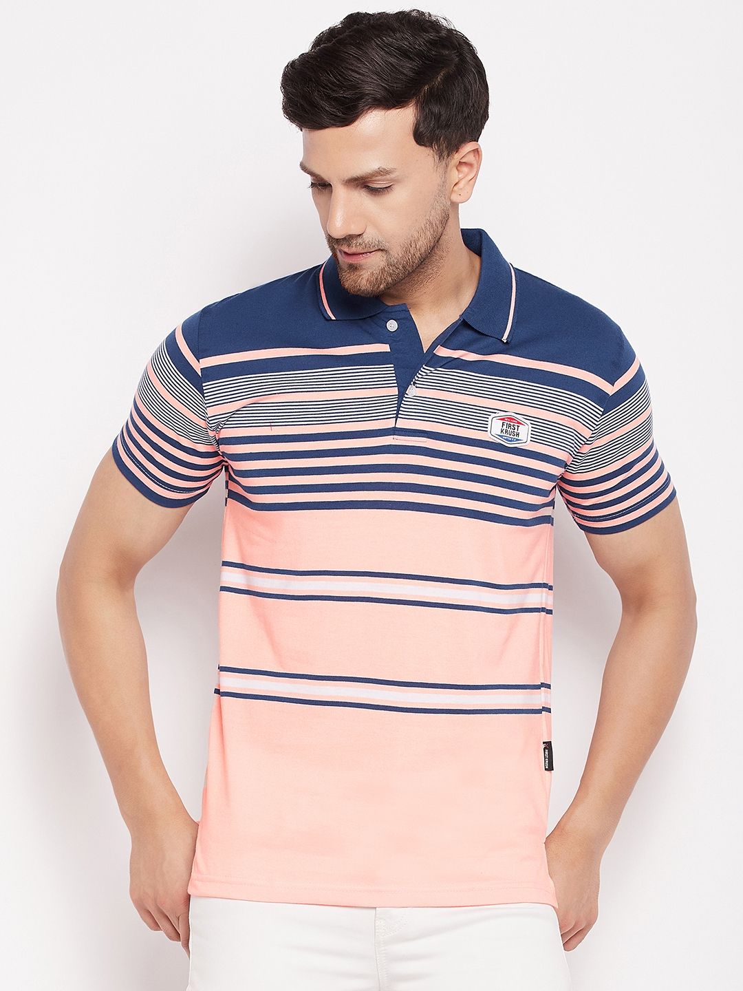     			First Krush - Peach Cotton Regular Fit Men's Polo T Shirt ( Pack of 1 )