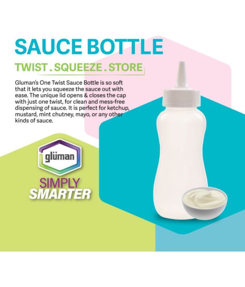     			HOMETALES Plastic Squeeze Bottle for Ketchup Honey Sauce Dispenser Bottle 400ml each, White, (4U)