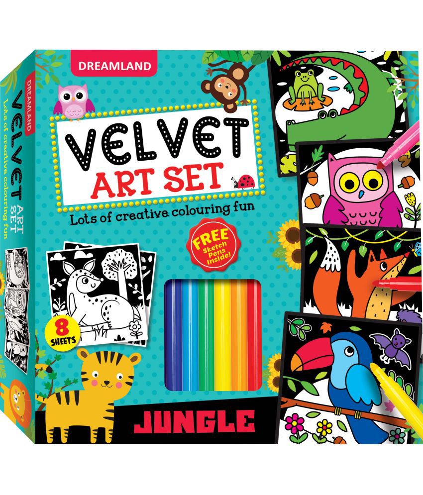     			Jungle - Velvet Art Set With 8 Sheet + 10 Sketch Pens