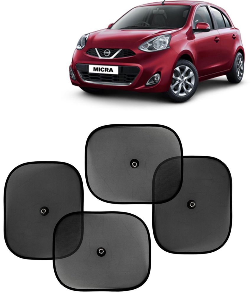     			Kingsway Car Curtain Sticky Sun Shade Universal Use for Nissan Micra, 2010 Onwards Model, Color : Black, Mesh, Pack of 4 Piece Car Sun Shades Blinds Cover