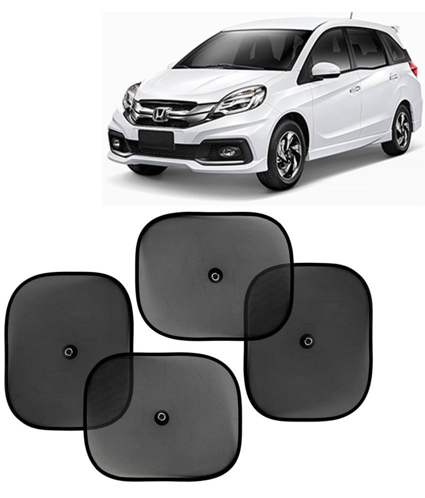     			Kingsway Car Curtain Sticky Sun Shade Universal Use for Honda Mobilio, 2013 - 2016 Model, Color : Black, Mesh, Pack of 4 Piece Car Sun Shades Blinds Cover