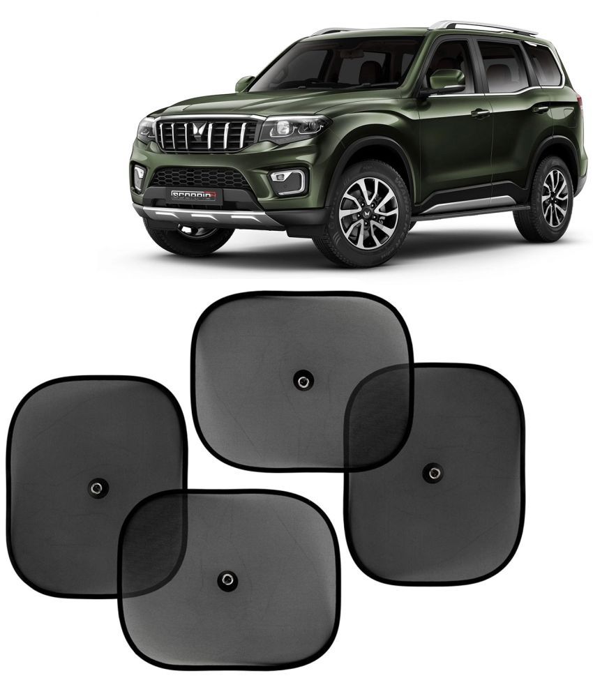     			Kingsway Car Curtain Sticky Sun Shade Universal Use for Mahindra Scorpio N, 2022 Onwards Model, Color : Black, Mesh, Pack of 4 Piece Car Sun Shades Blinds Cover