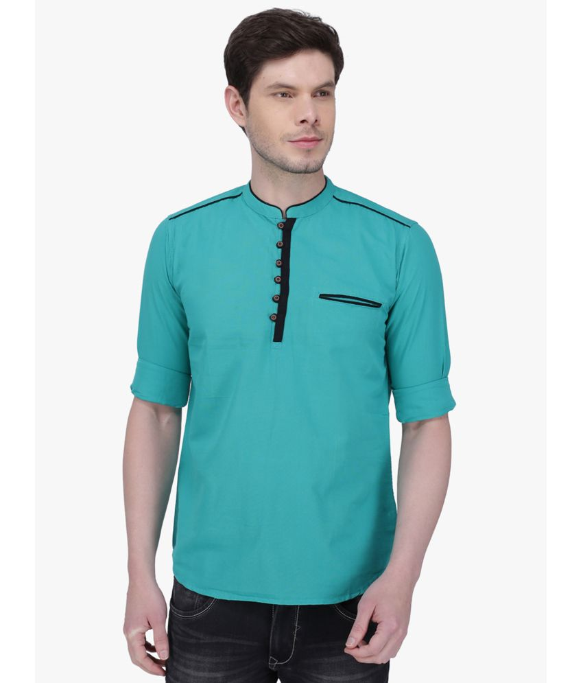     			Kuons Avenue - Green Linen Men's Regular Kurta ( Pack of 1 )