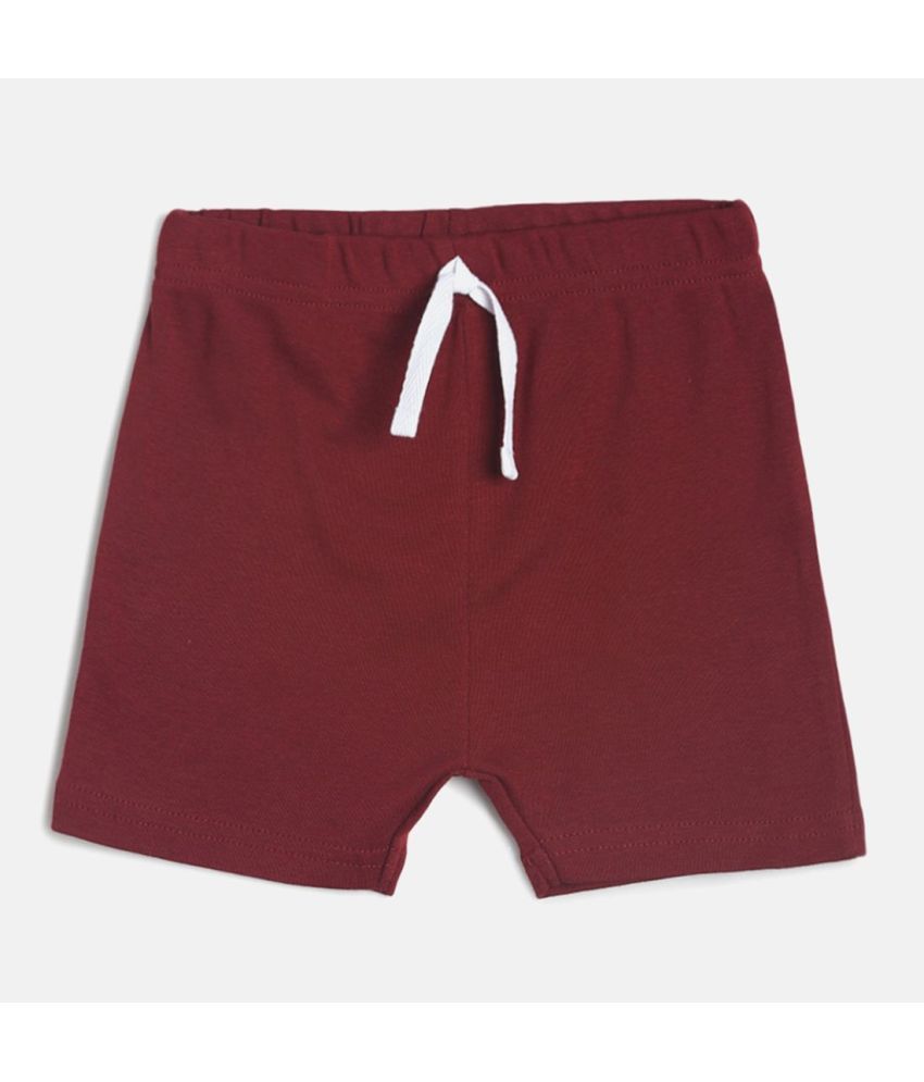     			MINI KLUB Baby Boys Maroon Knit Shorts Pack of 1